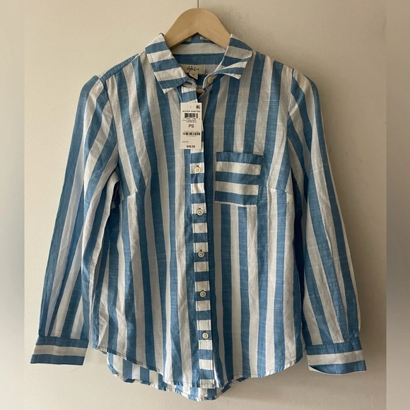 NWT Style & Co. Blue and White Striped Button Down Shirt - Picture 1 of 8